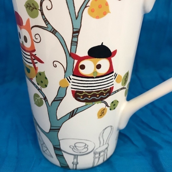 NWOT - Enchanted Woods 222 Fifth Mug Cartoon Style French Owls & Paris Skyline - Picture 11 of 16